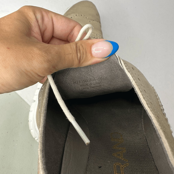 Cole Haan ZERO GRAND Gold Metallic Wingtip Leather Oxford womens lace up 10.5 - Picture 8 of 8